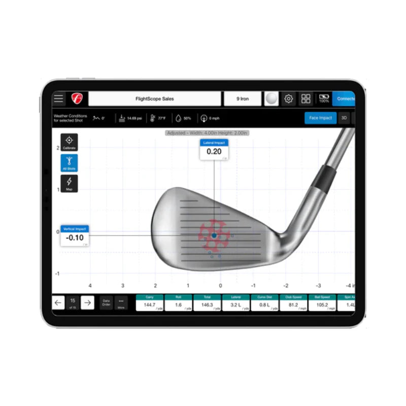 FlightScope Face Impact Location Mevo Plus user interface