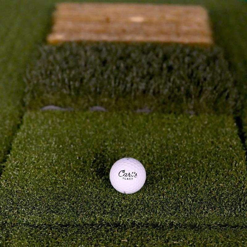 Golfie Carls Place HotShot Trouble Mat Converter straight on closeup golf ball green turf