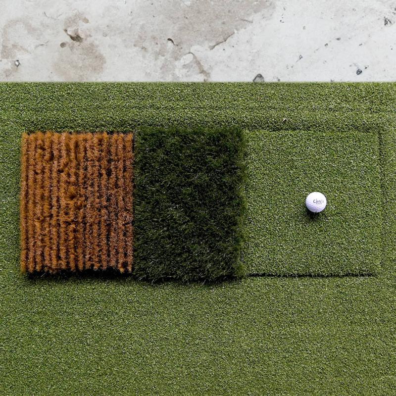 Golfie Carls Place HotShot Trouble Mat Converter top view golf ball different turf surfaces