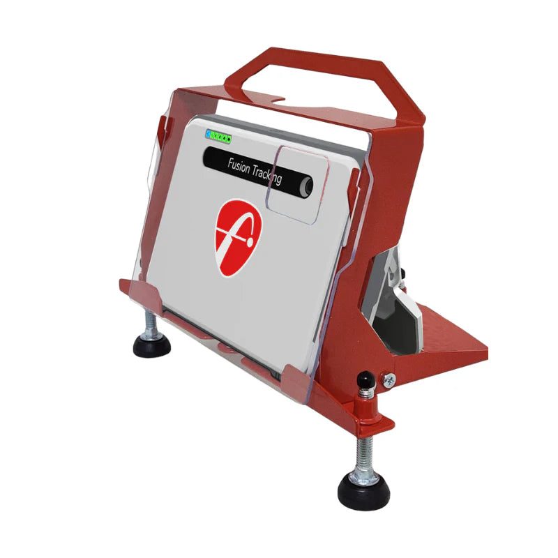 Golfie FlightScope Mevo Plus Dock right side with monitor