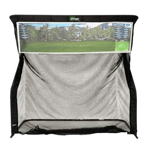 Golfie The Net Return Close Up View Course Image On Split Screen