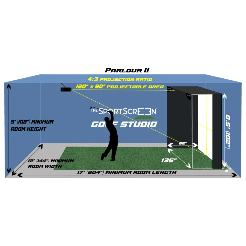 The SportScreen Parlour 11 Golf Simulator Enclosure (Value - 1 Ply)