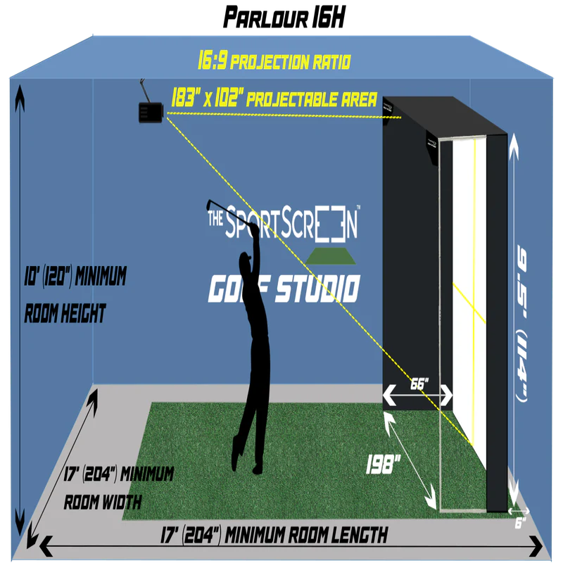 The SportScreen Parlour 16H Golf Simulator Enclosure (Value - 1 Ply)