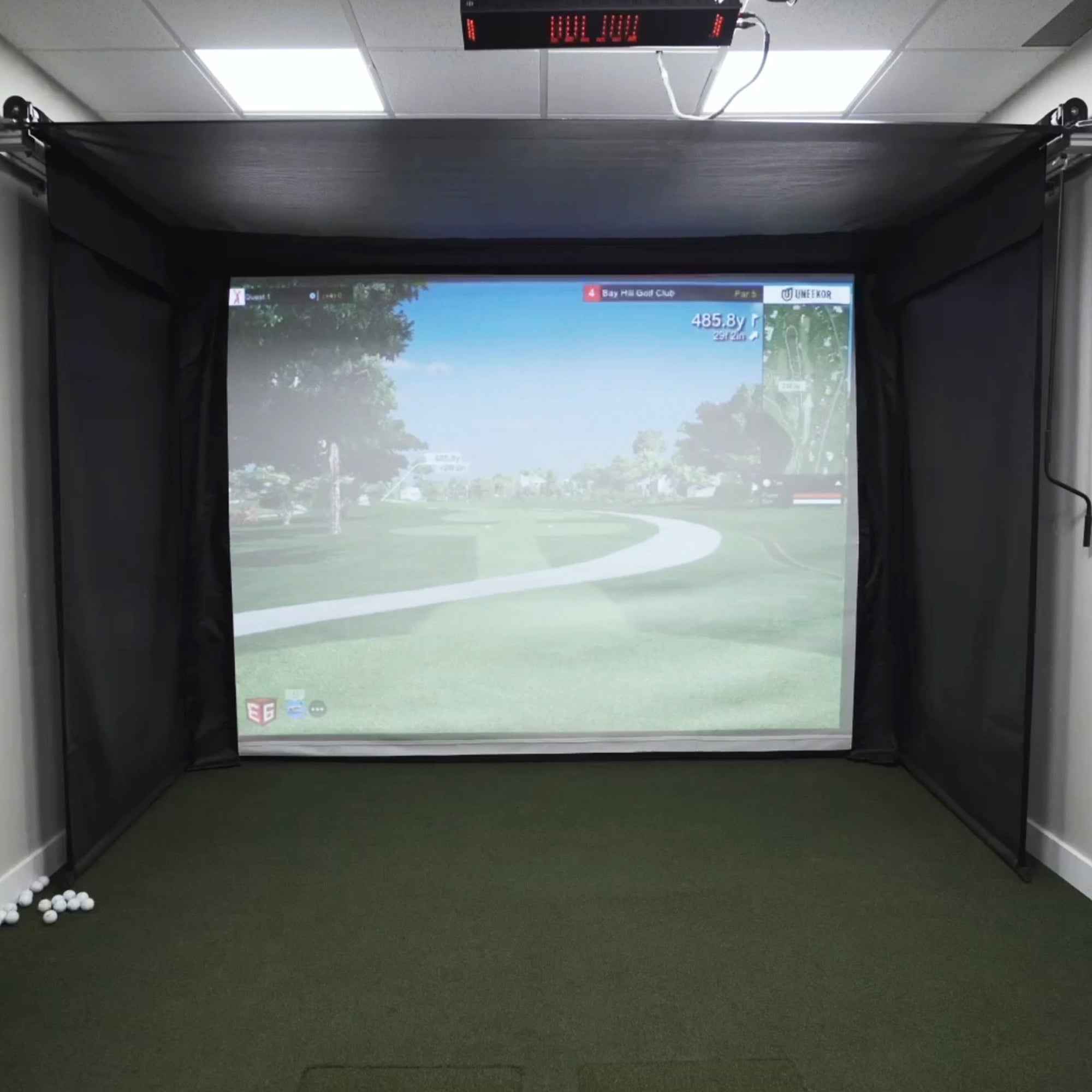 The SportScreen Vanish 11 Golf Simulator Enclosure (Hand Crank + Premium 3 Ply Impact Screen)