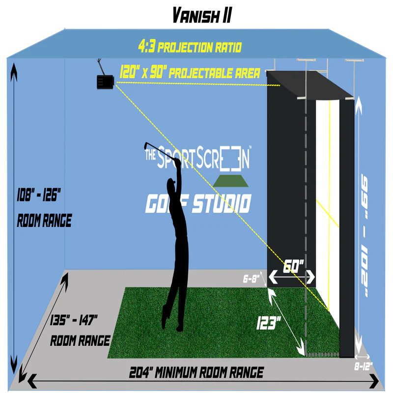 The SportScreen Vanish 11 Golf Simulator Enclosure (Hand Crank + Premium 3 Ply Impact Screen)