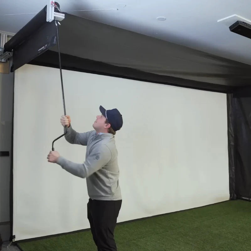 The SportScreen Vanish 16 Golf Simulator Enclosure (Hand Crank + Premium 3 Ply Impact Screen)