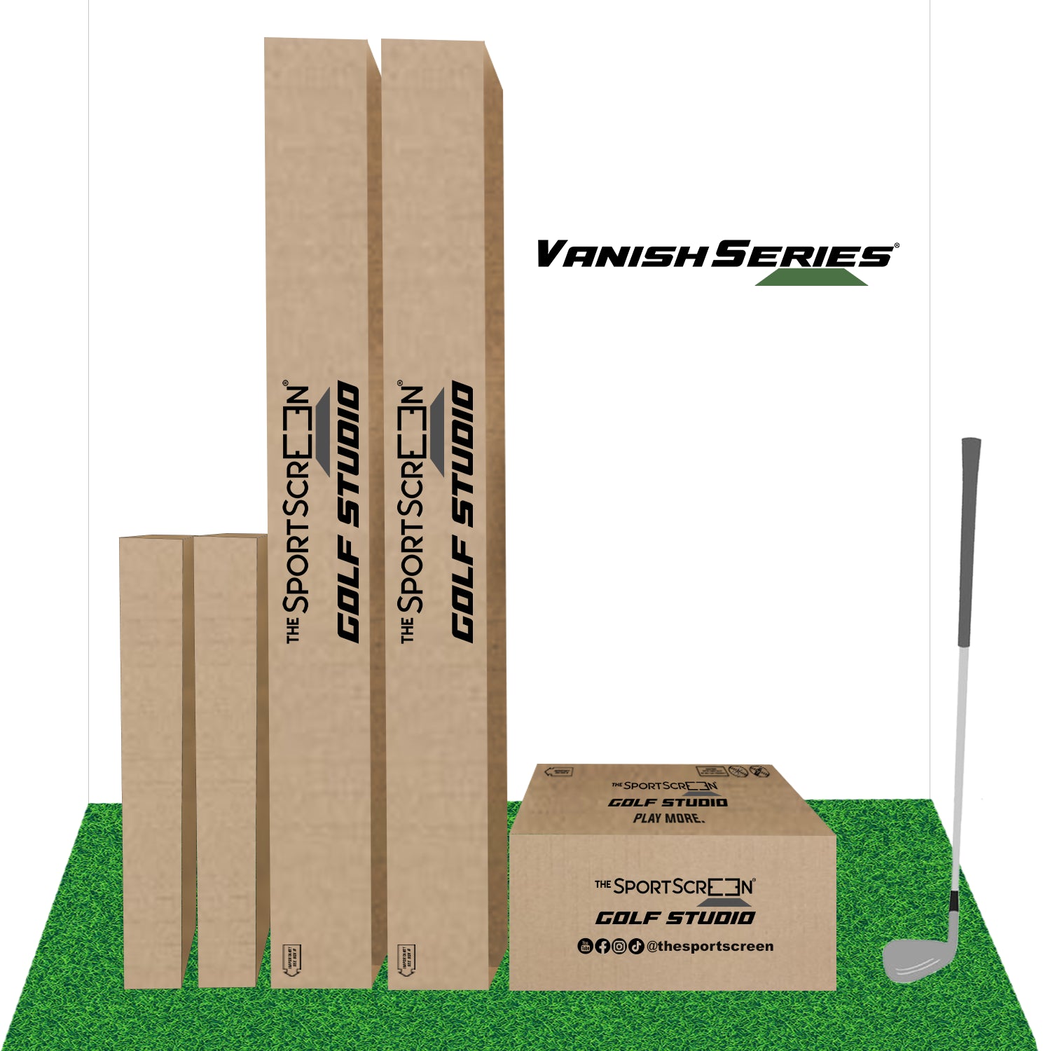 The SportScreen Vanish 16 Golf Simulator Enclosure (Hand Crank + Premium 3 Ply Impact Screen)